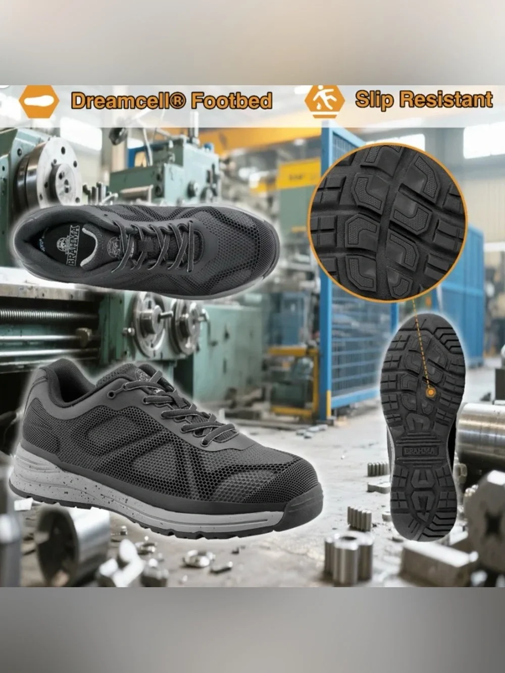 Preowned Brahma Kamden Steel Toe Shoes Size 12 Men’s.